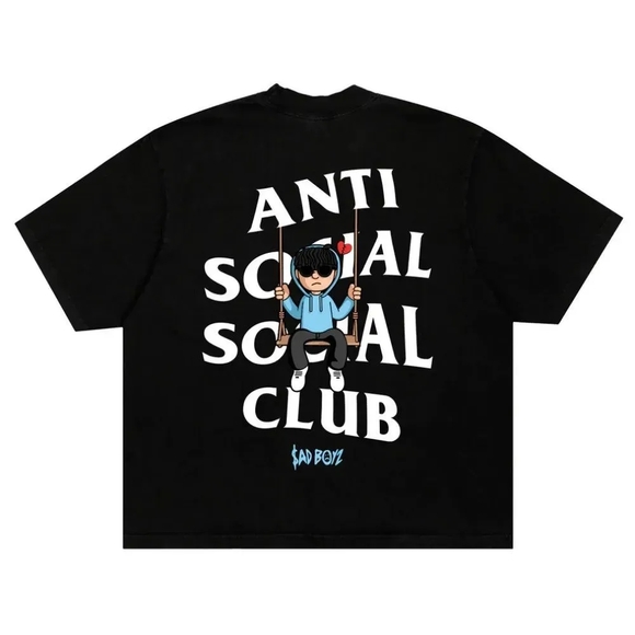 Anti Social Social Club x Sad Boyz Swing Tee Black NWT - Picture 1 of 2